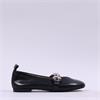 Wonders Lulu Flat Pump Disc Detail - Black Leather